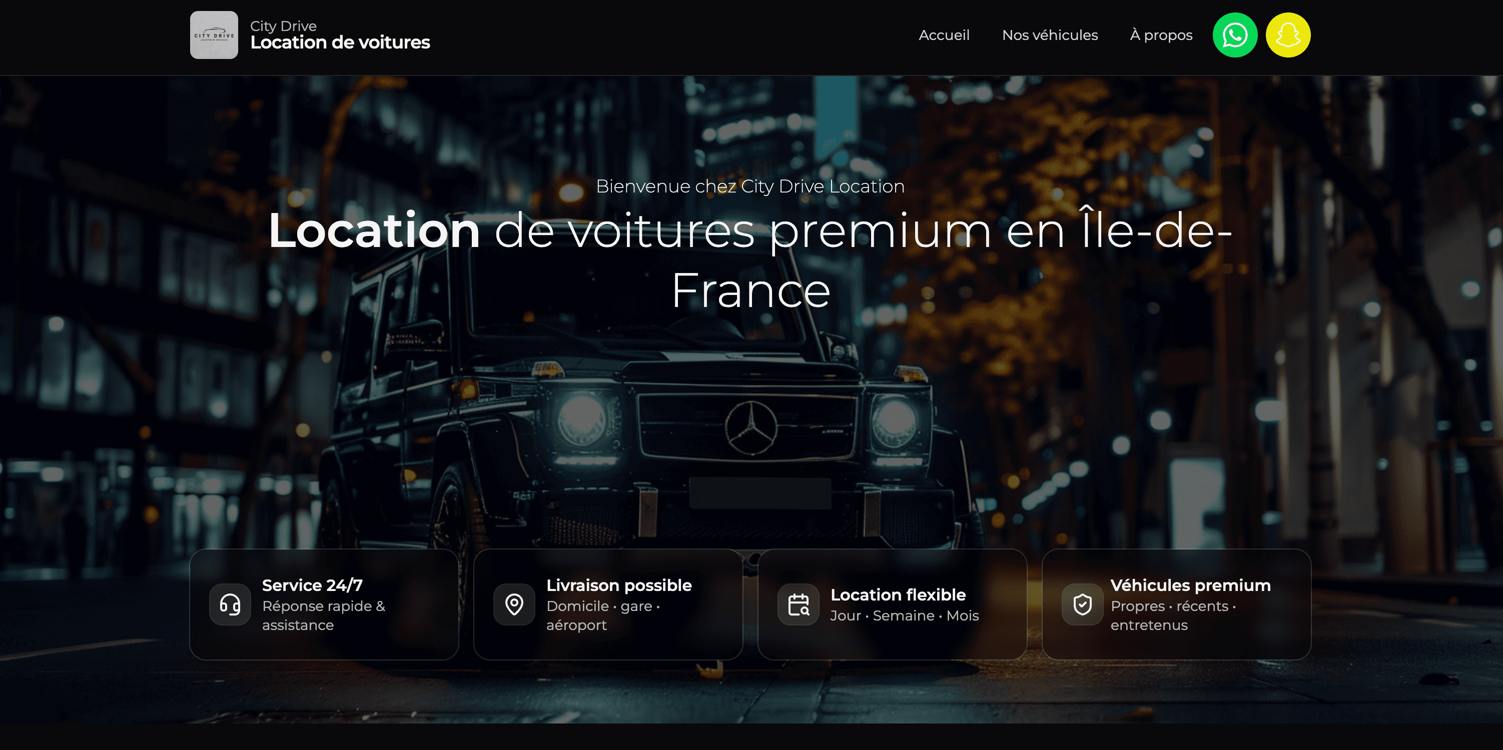 Capture d'écran du site City Drive Location